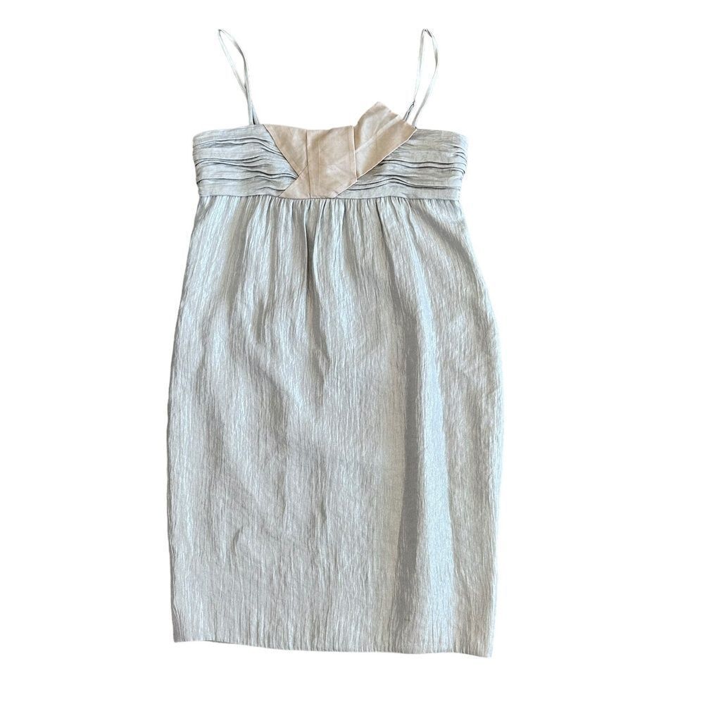BCBGirls Girls Beige Metallic Sleeveless Textured Ruched Solid Dress S